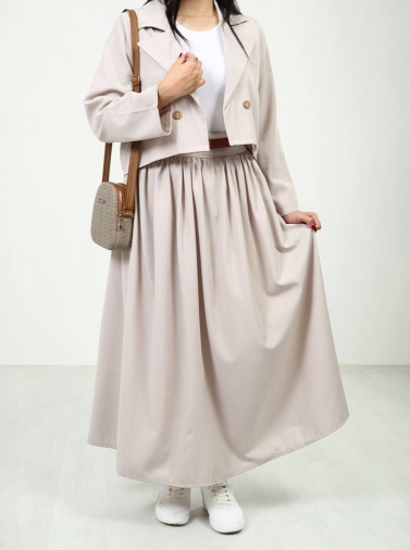 ست کت و دامن با کمربند کد 2318