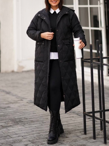 کاپشن کلاهدار بلند امبوردی 2543